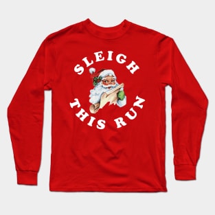 Christmas Running Sleigh This Run Runner Vintage Santa Long Sleeve T-Shirt